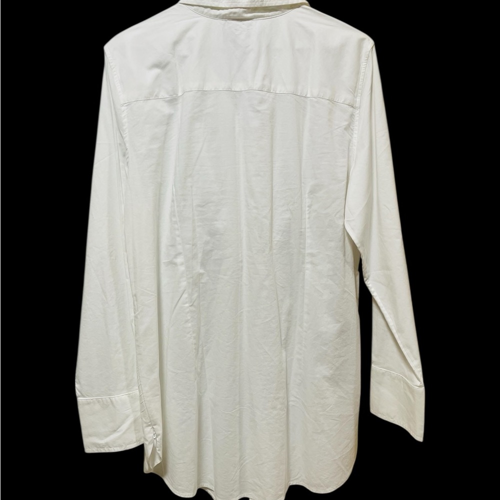 LOFT Women’s Dress Shirt Size 14 – White Button-Down Blouse – Twist Front – NWT - Picture 3 of 9
